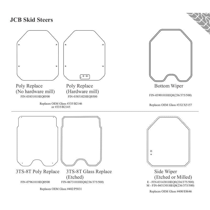 SHIELDS 1/2 Inch Front Windshield for JCB 3TS-8T and Teleskid Loaders