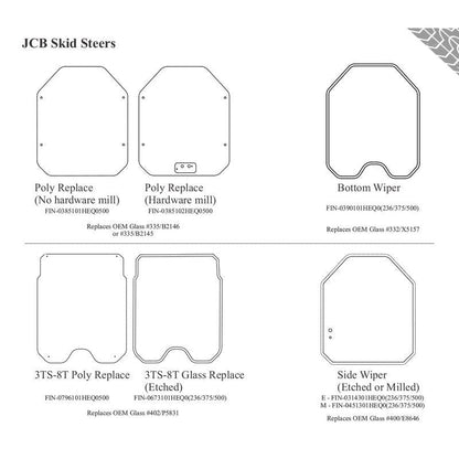 SHIELDS 1/2 Inch Front Windshield for JCB 135 to 320 Skid Steers
